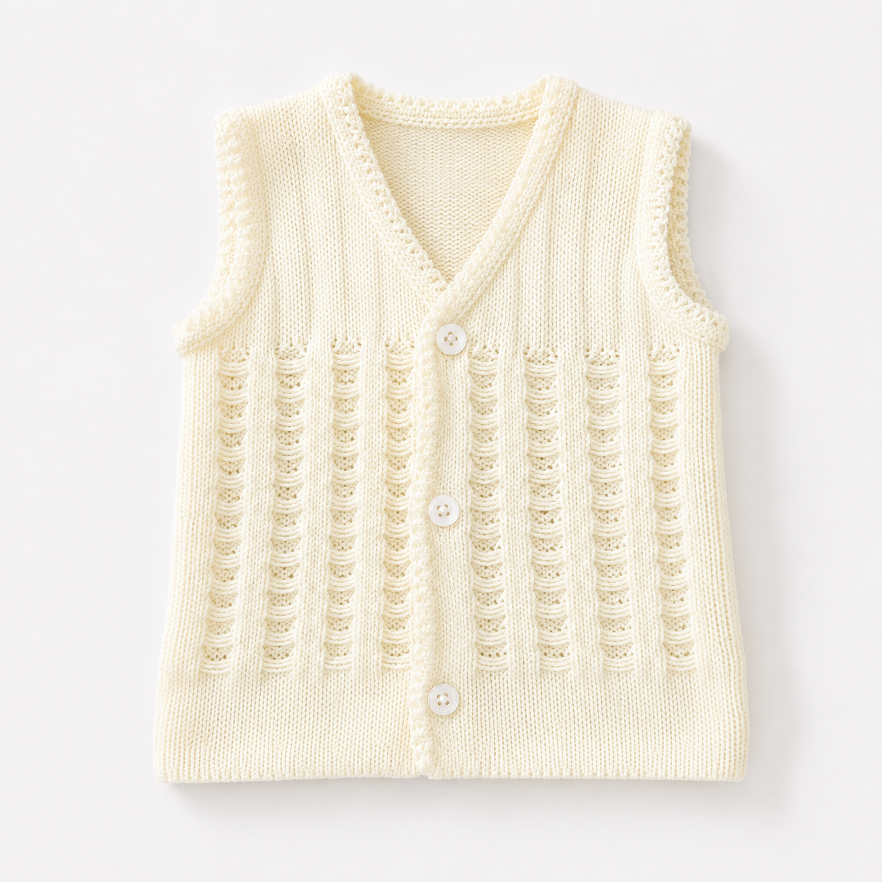 Baby Woolen Knit Vest – Ivory