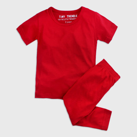 Kids 2 piece Shirt & trouser set/Nightwear (Jet Red)