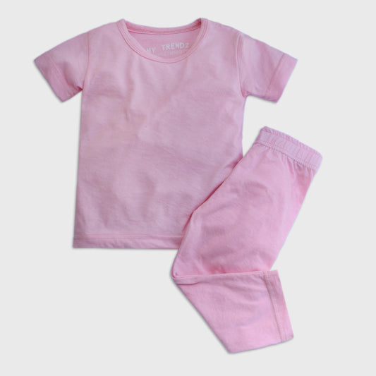 Kids 2 piece Shirt & trouser set/Nightwear (Baby Pink)