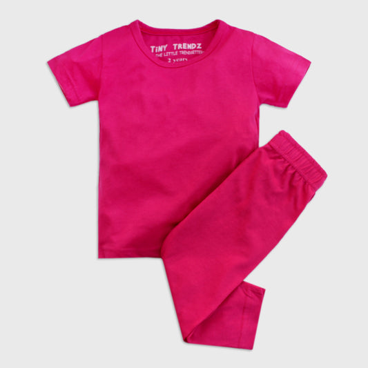 Kids 2 piece Shirt & trouser set/Nightwear (Shocking Pink)