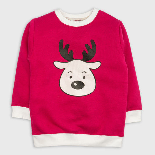 Reindeer Shocking Pink Sweatshirt