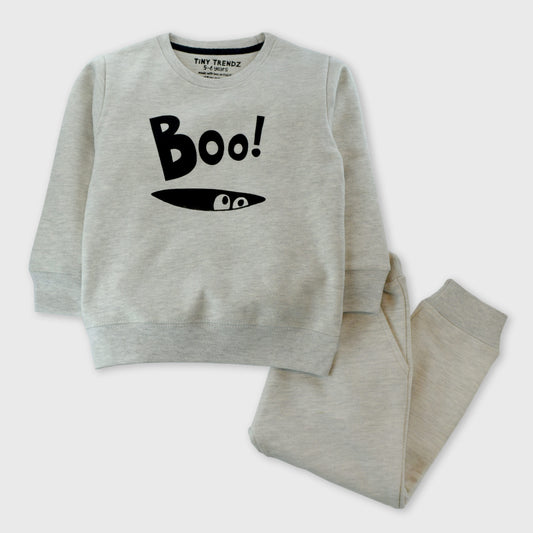 Boo Kids Tracksuit/Pajama set ( Offwhite grey)