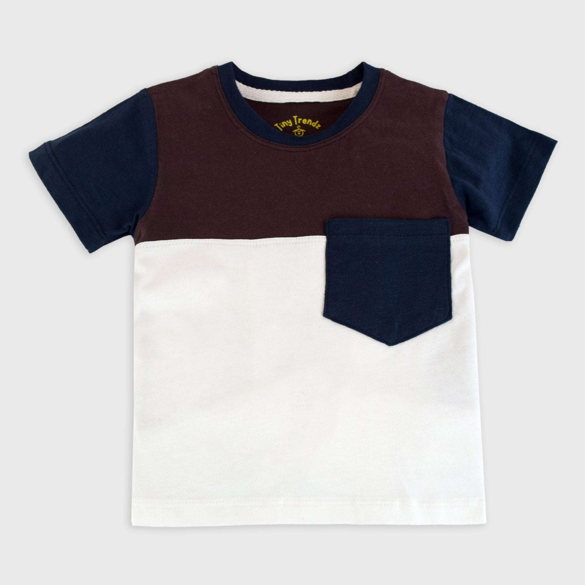 Color block Panel set Long Shorts (Navy blue, brown & white)
