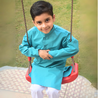 Teal Grace collar Cotton Kurta
