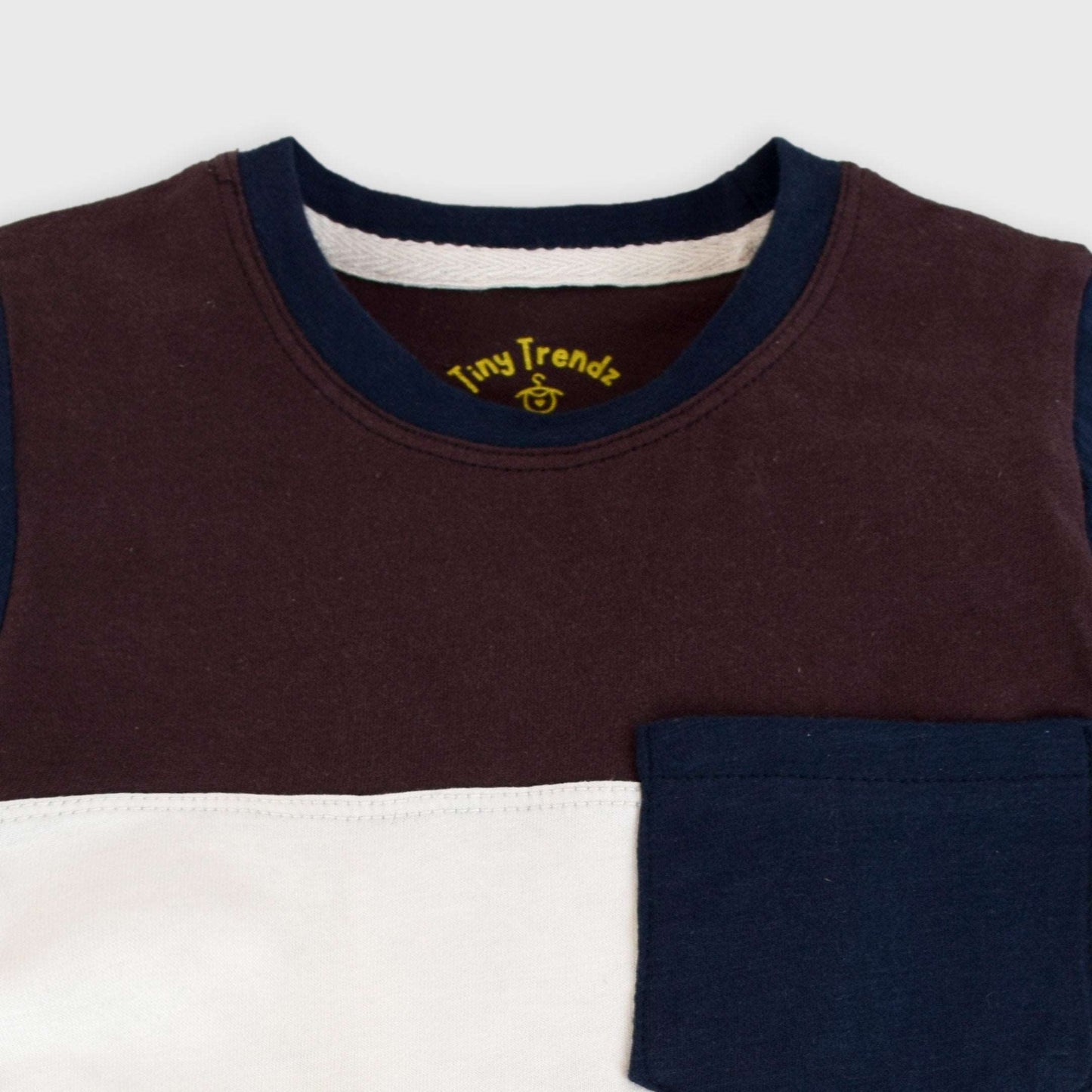Color block Panel set Long Shorts (Navy blue, brown & white)