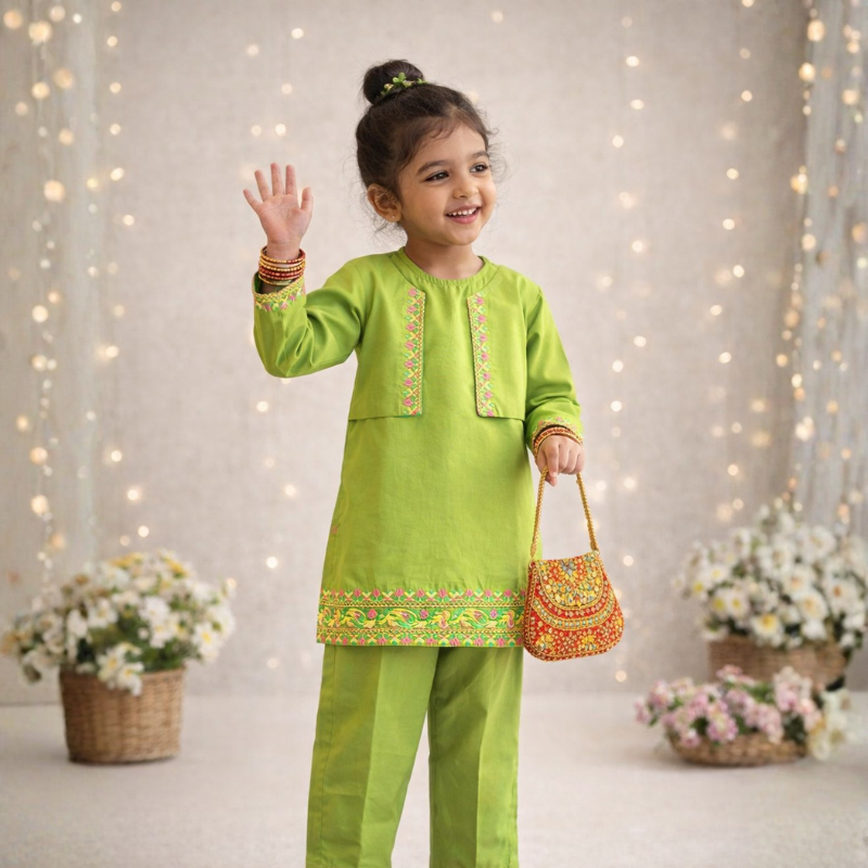 Gul-e-Bahar (Parrot Green & Multi Embroidery) 🌿