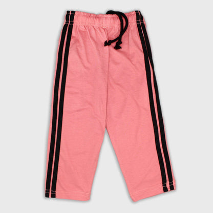 Solid Cotton Pants (Pink with Black Stripes)