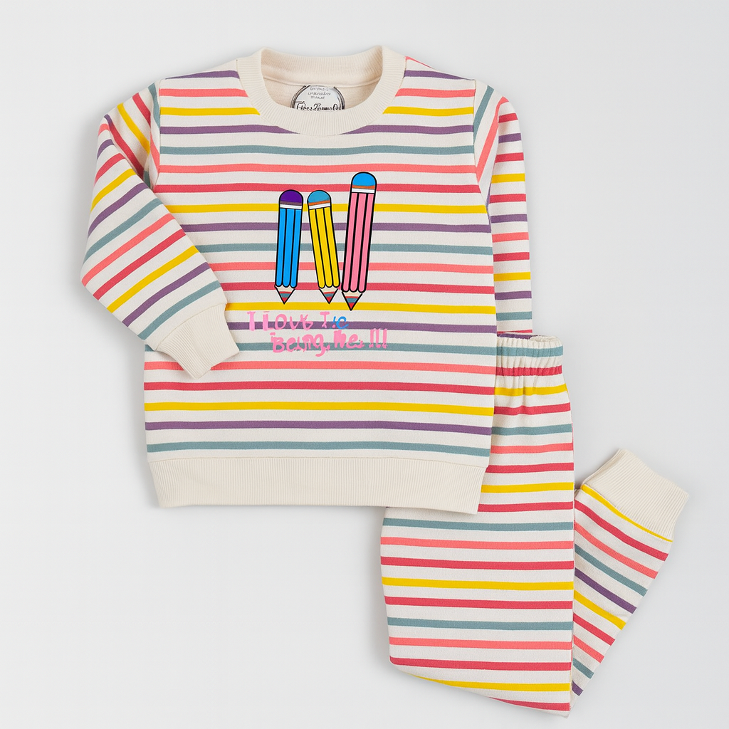 Rainbow Doodle Fleece Set