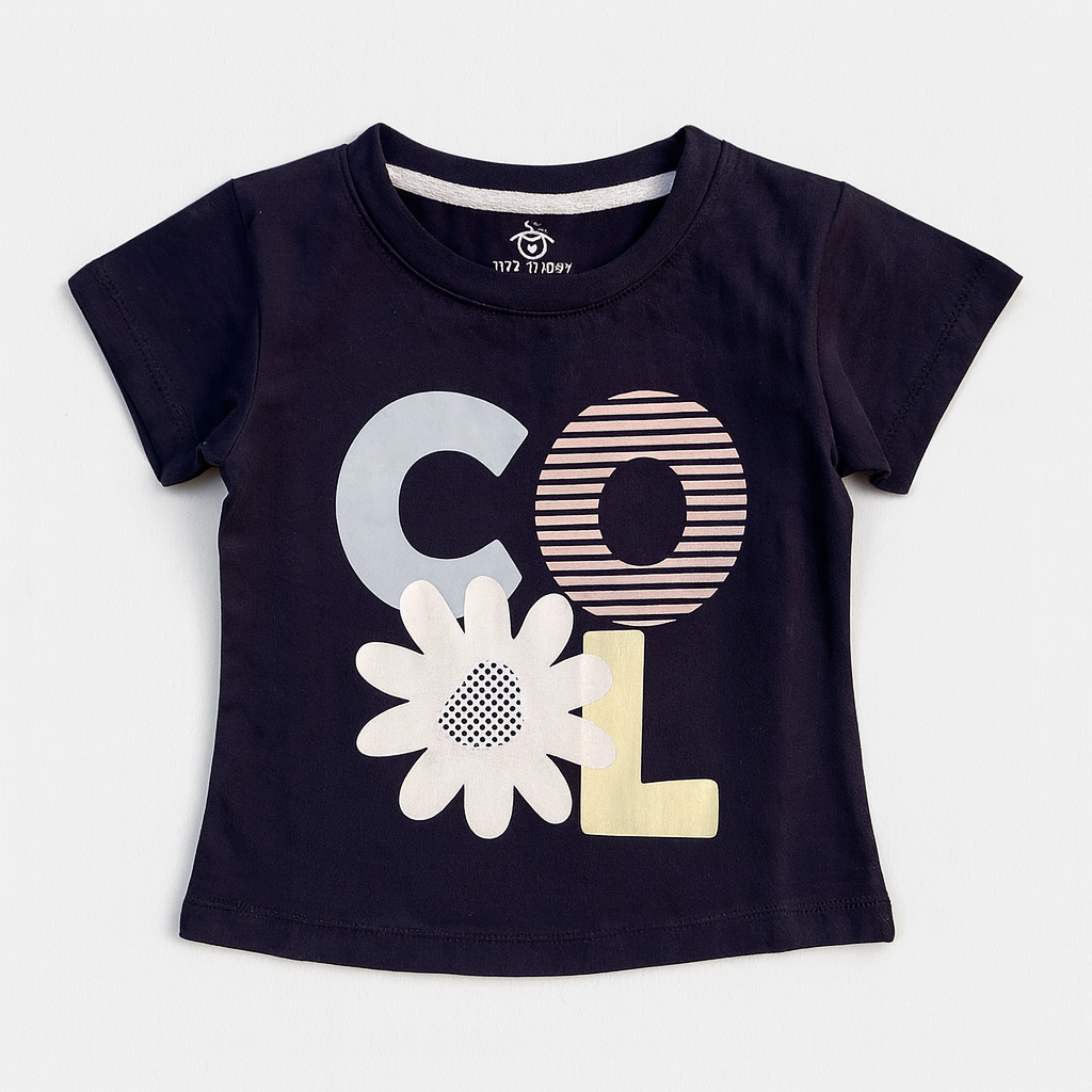 Kids Navy Floral 'COOL' Top (Navy blue)