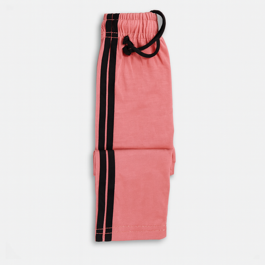 Solid Cotton Pants (Pink with Black Stripes)