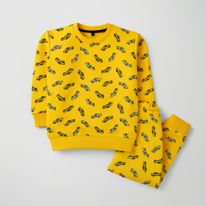 Bright Yellow Cars Fleece Set
