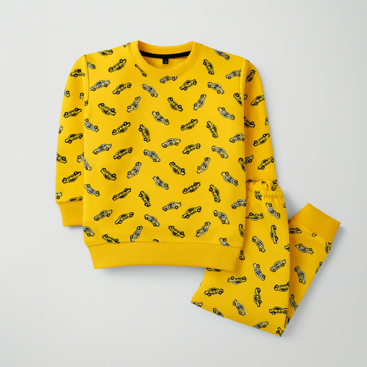 Bright Yellow Cars Fleece Set
