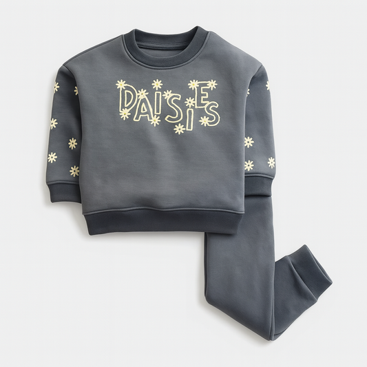 Grey Daisies Fleece Pajama Set