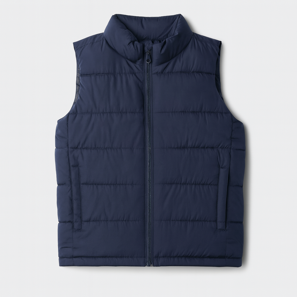 Kids' Navy Blue Puffer Zipper Vest