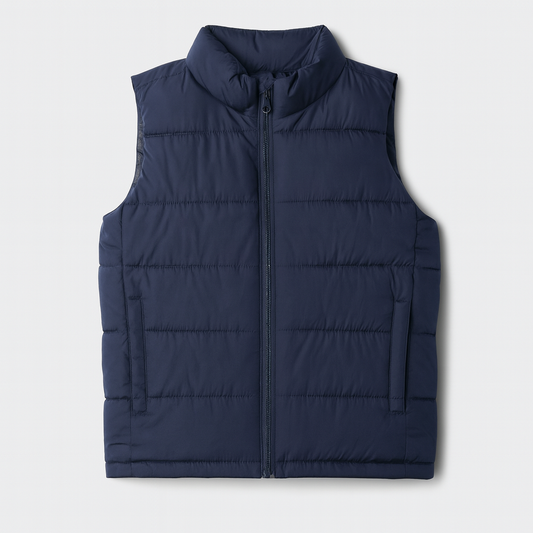 Kids' Navy Blue Puffer Zipper Vest