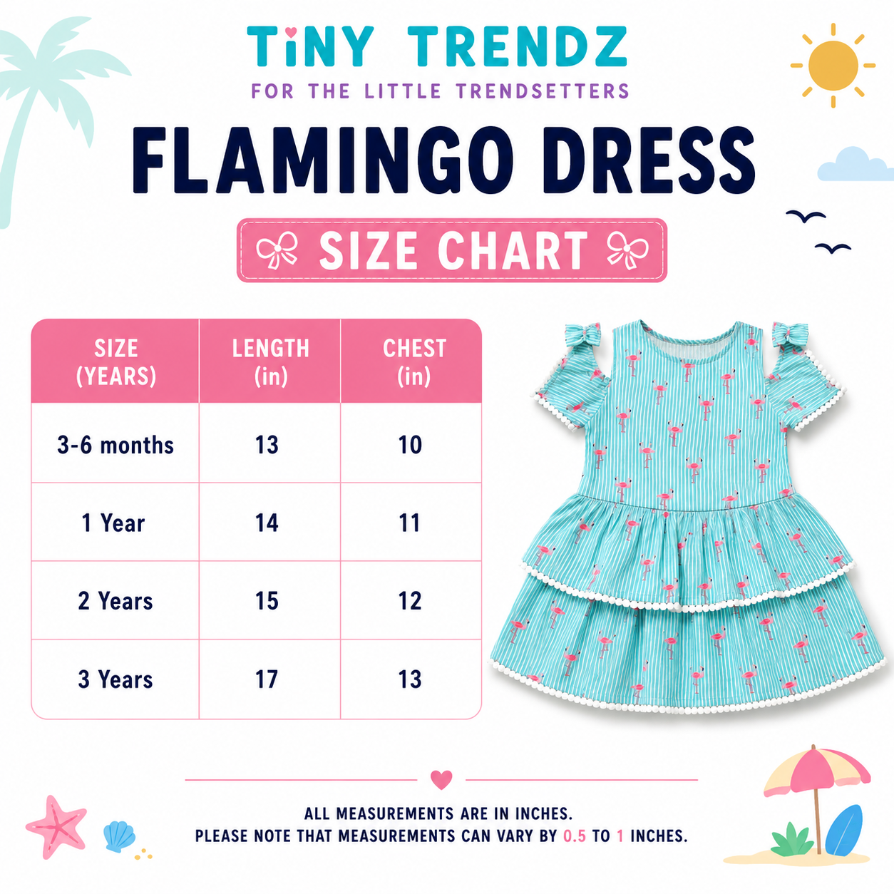 Flamingo Breeze Girls Cotton Tiered Dress