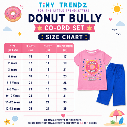 Donut Bully Kids Cotton T-Shirt & Royal Blue Trouser Co-ord Set