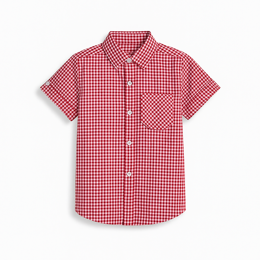 Red Gingham Cotton Shirt