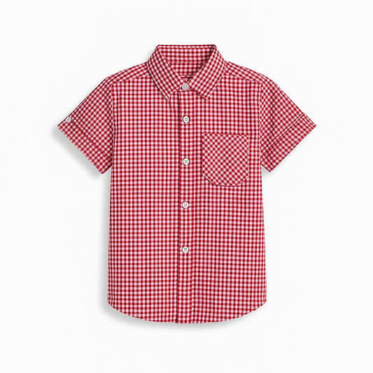 Red Gingham Cotton Shirt