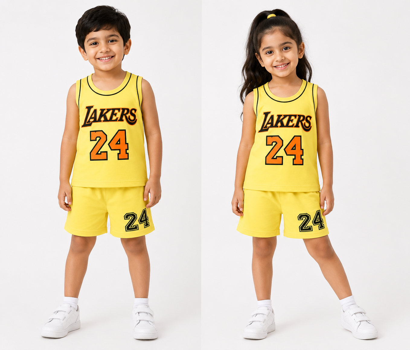 Lakers 24 Sunshine Yellow Kids Shirt & Shorts Set