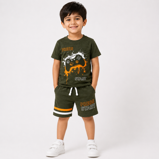 Press Start Boys Stretch Micro Rib Co-ord Set