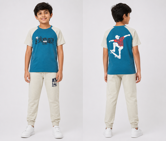 Board Slide Co-ord Set – Blue & Grey