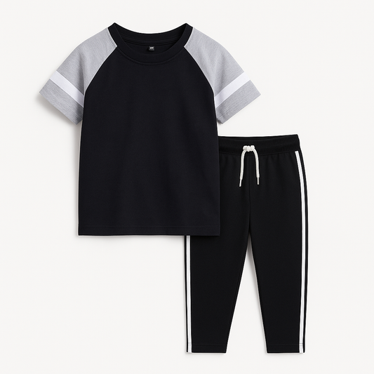 Black & grey Raglan combo (Tee+trouser)