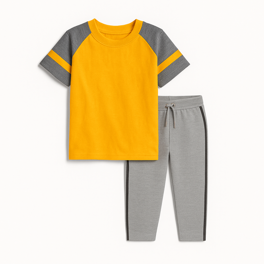Yellow & gray Combo (Tee+Trouser)