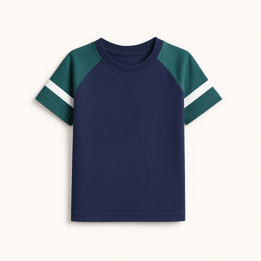 Navy & Green Raglan Tee 🌟👕
