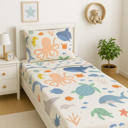 Kids Ocean Friends Cotton Single Bedsheet