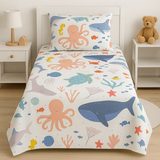 Kids Ocean Friends Cotton Single Bedsheet