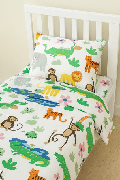 Jungle Safari Kids Bedsheet – Single Bed (Premium Cotton)