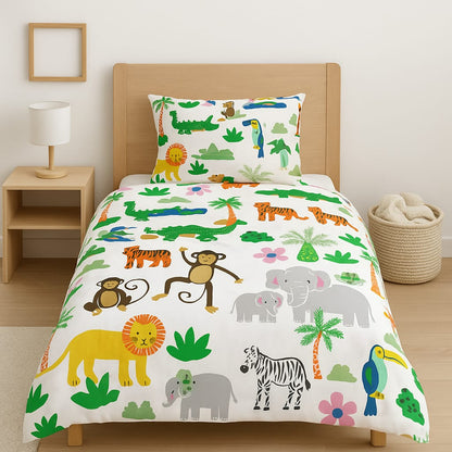 Jungle Safari Kids Bedsheet – Single Bed (Premium Cotton)