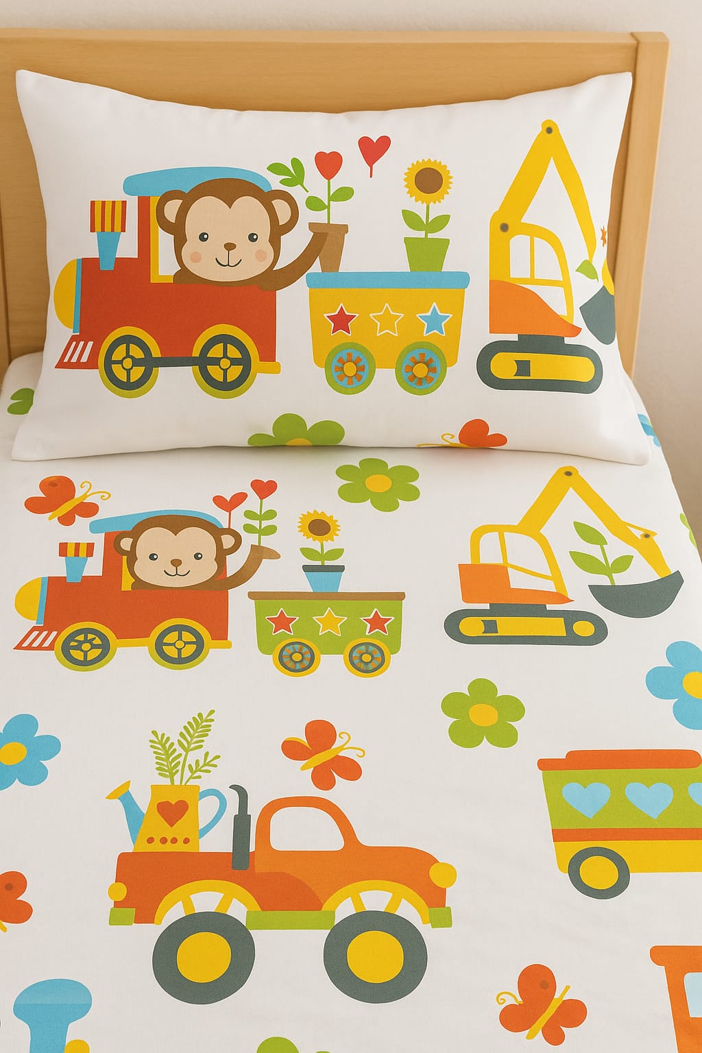 Happy Wheels Kids Bedsheet-Single bed (Premium Cotton)