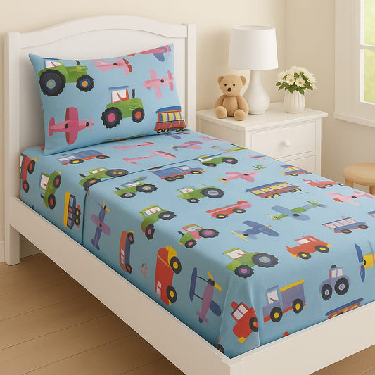 🚂 Transport Adventure Kids Bedsheet