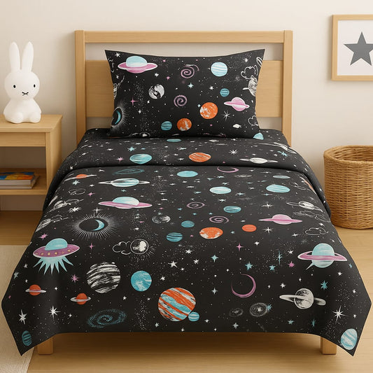 Cosmic Adventure Kids Bedsheet Single