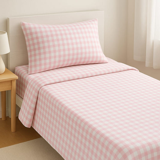Pink Gingham Dreams Bedsheet Single