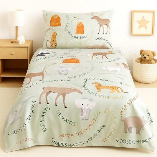 🌍 Wild Wonders Explorer Single Bedsheet