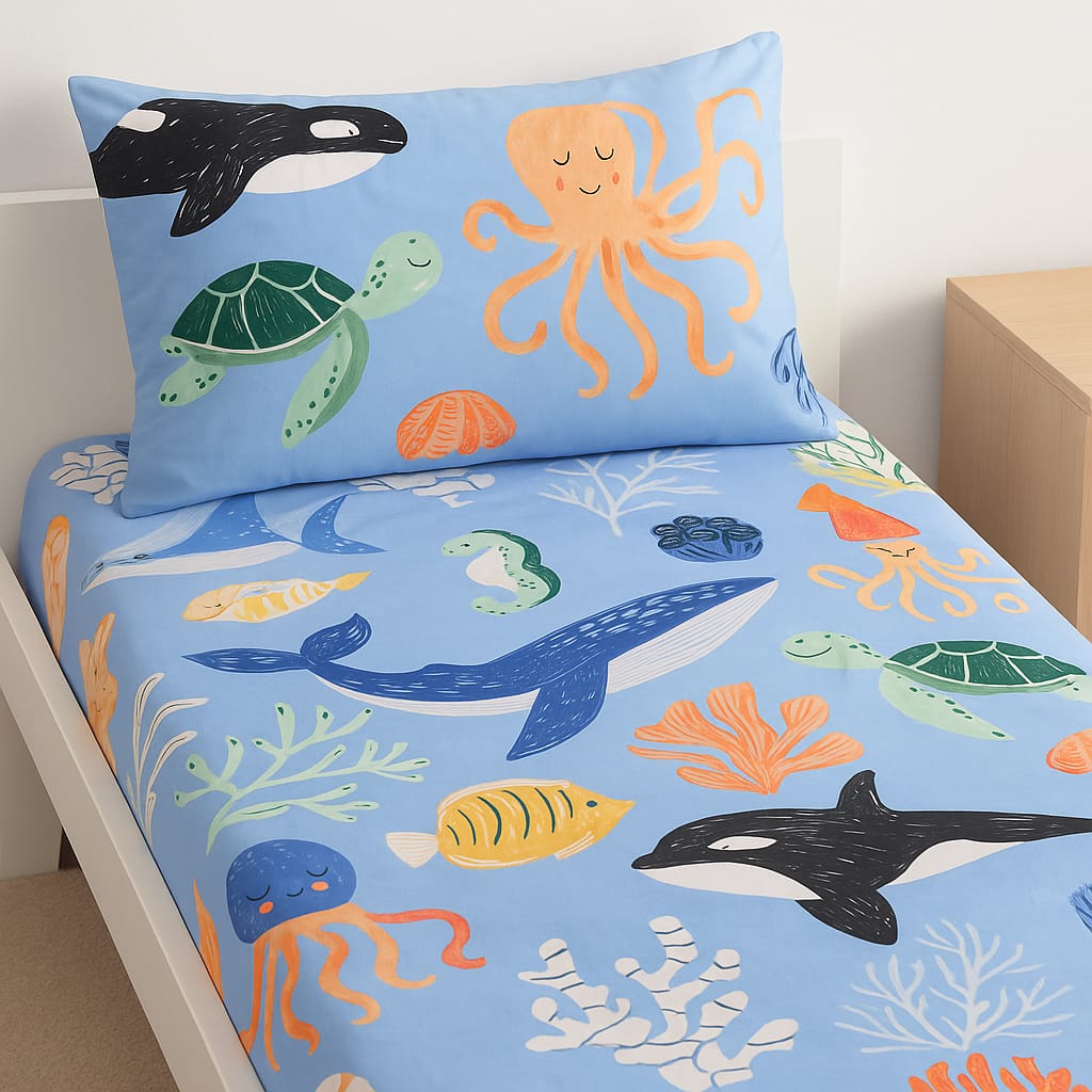 Under the Sea Adventure Bedsheet Set – Single Cotton Kids Bedding