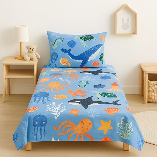 Under the Sea Adventure Bedsheet Set – Single Cotton Kids Bedding
