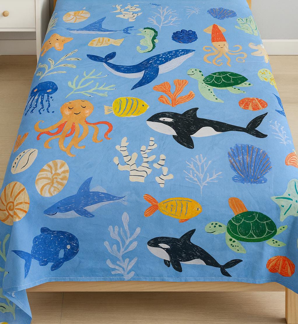 Under the Sea Adventure Bedsheet Set – Single Cotton Kids Bedding