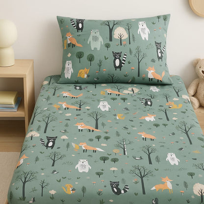 🌲 Woodland Friends Kids Bedsheet Set