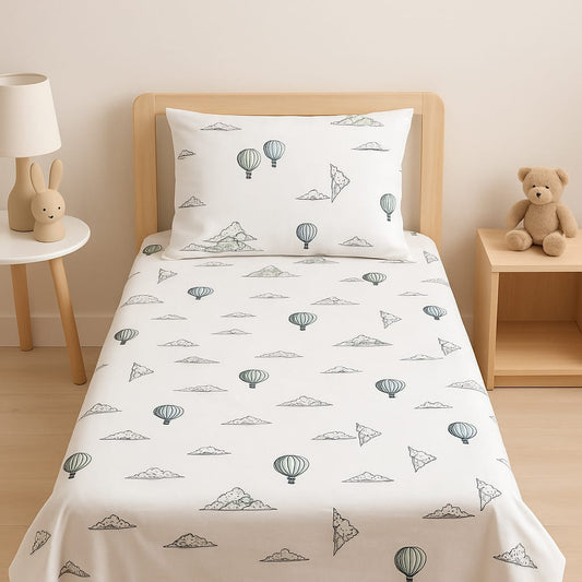 Sky Adventures Kids Bedsheet Set – Balloons & Clouds