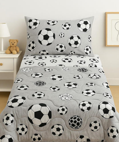 🖤 Goal Getter Soccer Comforter Set – 4-Piece Single Bed Set