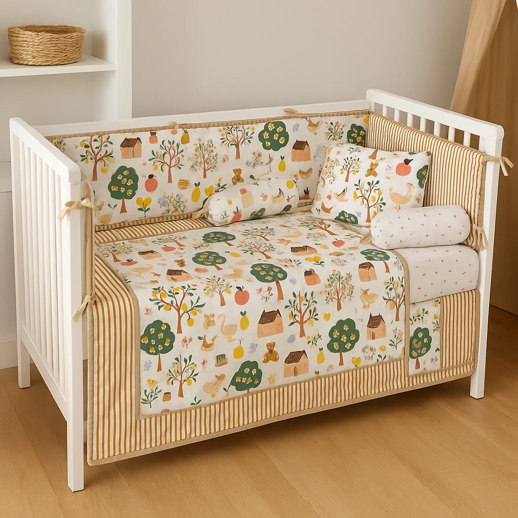 Countryside Dreams Premium Cotton 6-Piece Cot Bedding Set