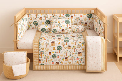 Countryside Dreams Premium Cotton 6-Piece Cot Bedding Set