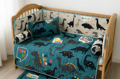 Roarsome Adventures Premium Cotton 6-Piece Dino Cot Bedding Set