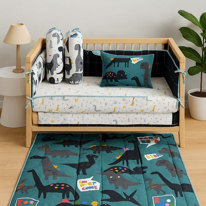 Roarsome Adventures Premium Cotton 6-Piece Dino Cot Bedding Set