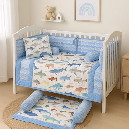 Ocean Wonders Premium Cotton 6-Piece Cot Set