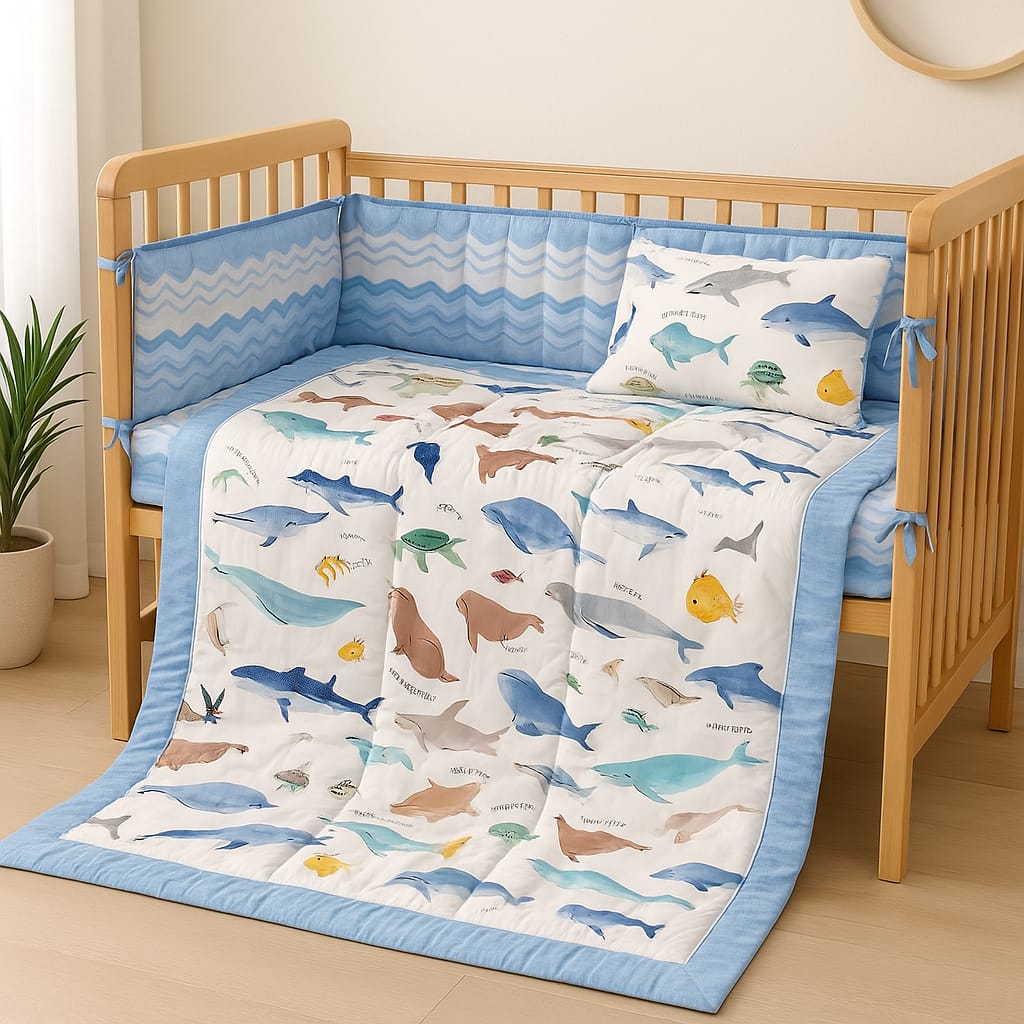 Ocean Wonders Premium Cotton 6-Piece Cot Set